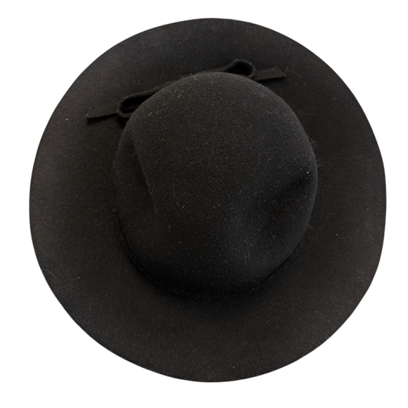 FEDORA Hat Black Wool Vintage Felted Bohemian Round Dome - Picture 3 of 9